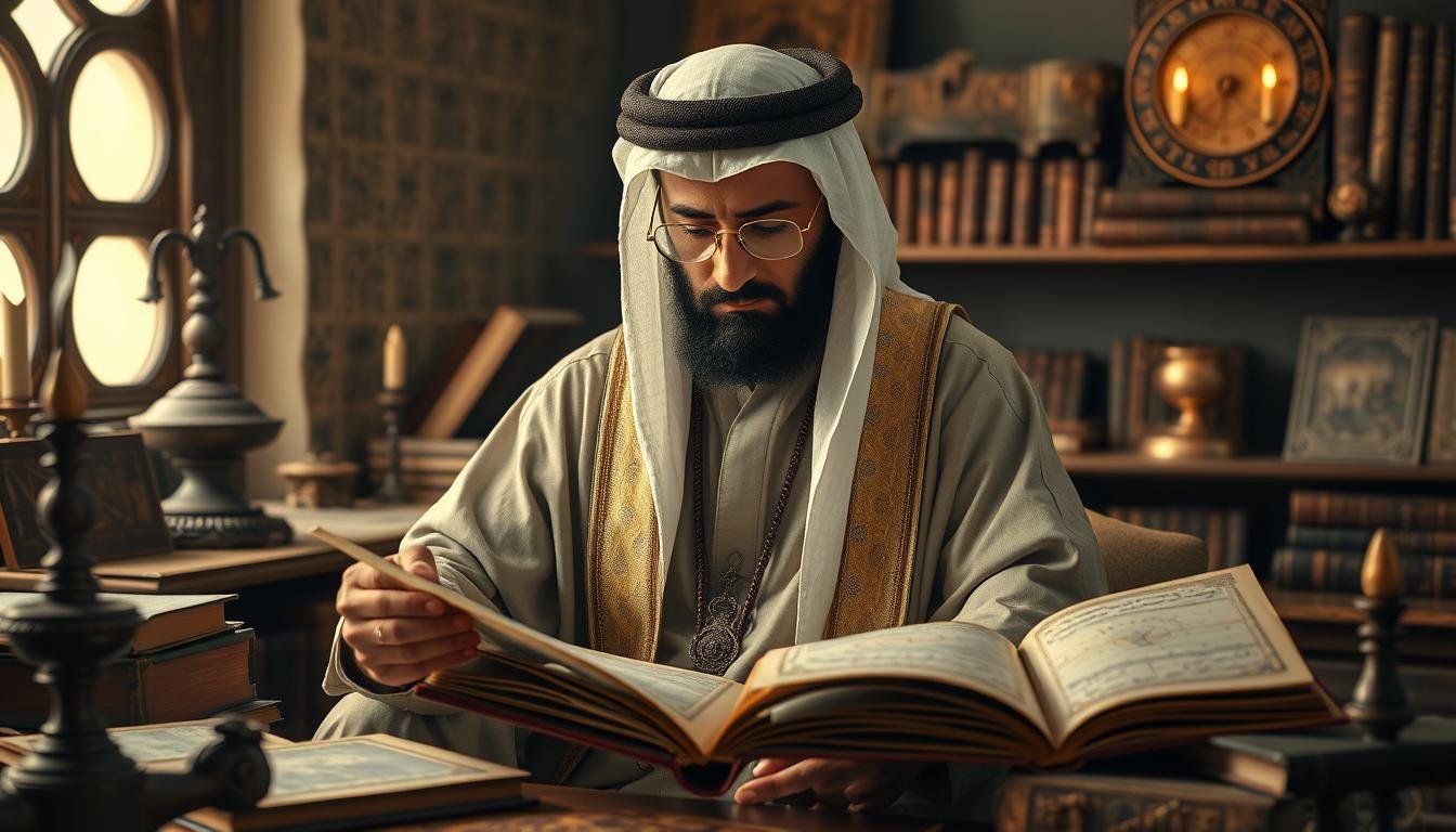 الشيخ الروحاني المضمون والعالم الفلكي محمود فرح يقوم بدراسة الخرائط الفلكية